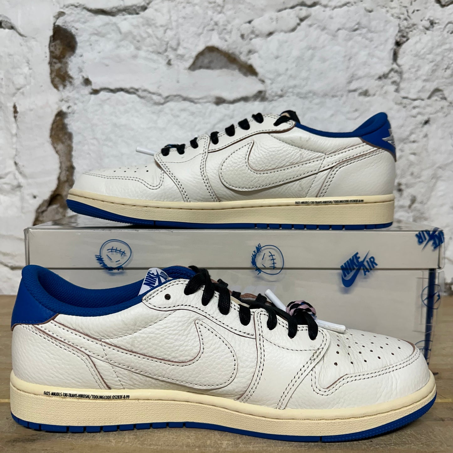 Air Jordan 1 Fragment Travis Scott Sail Military Blue Sz 10