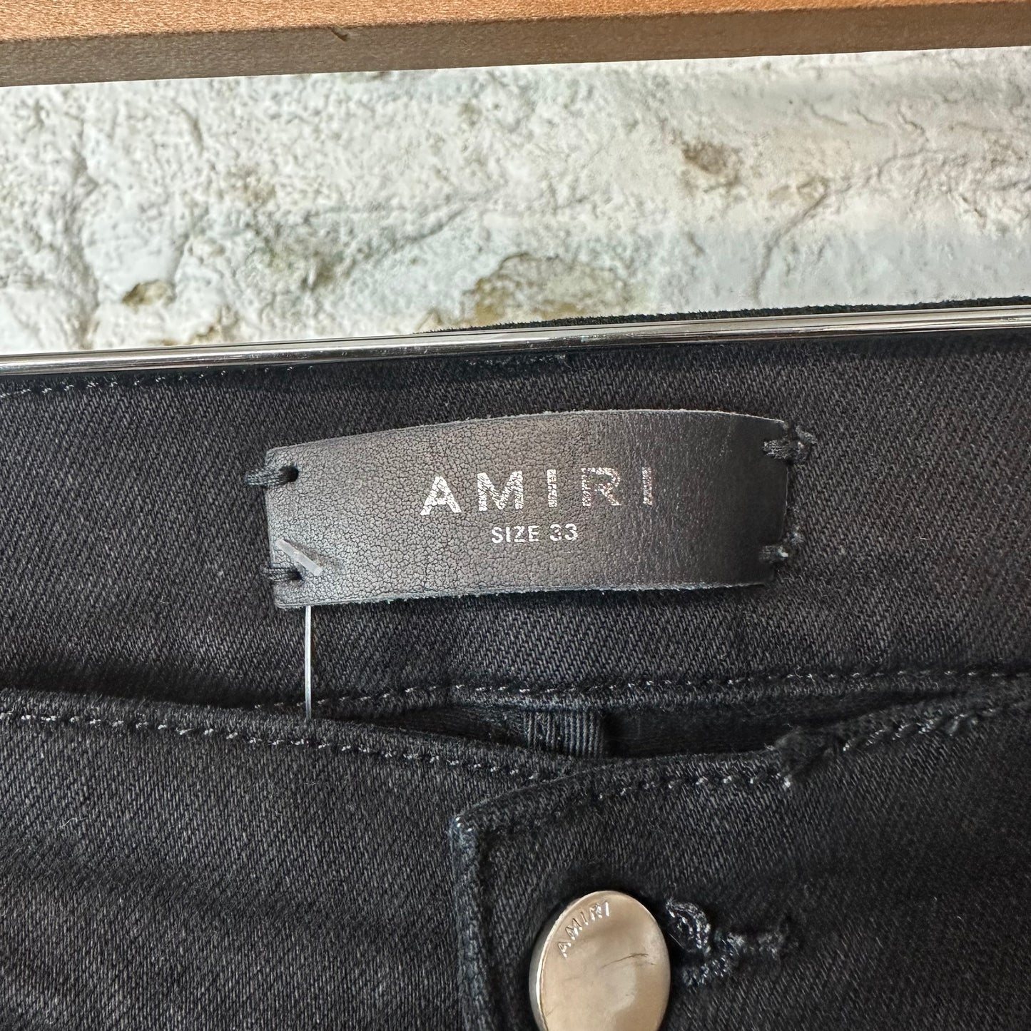 Amiri MX1 Brown Suede Black Denim Jeans Sz 33
