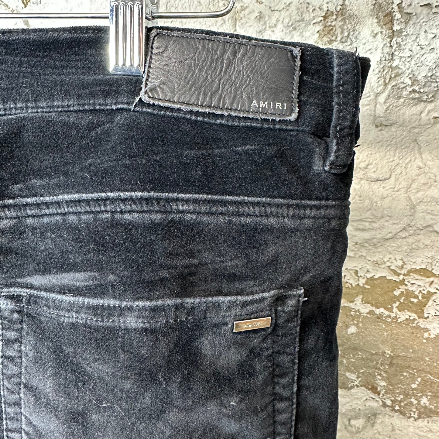 Amiri Plain Black Velour Jeans Sz 36