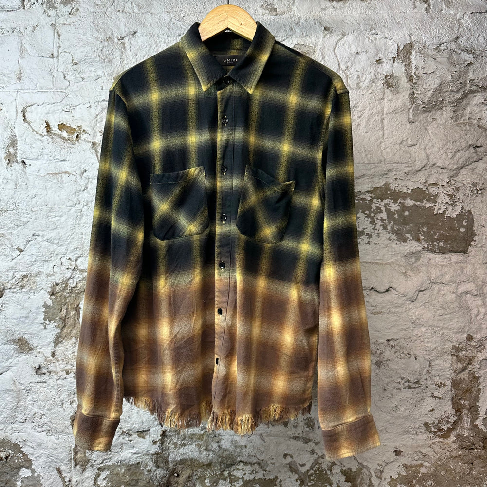 Amiri Green Brown Plaid Button Up Flannel Sz XS