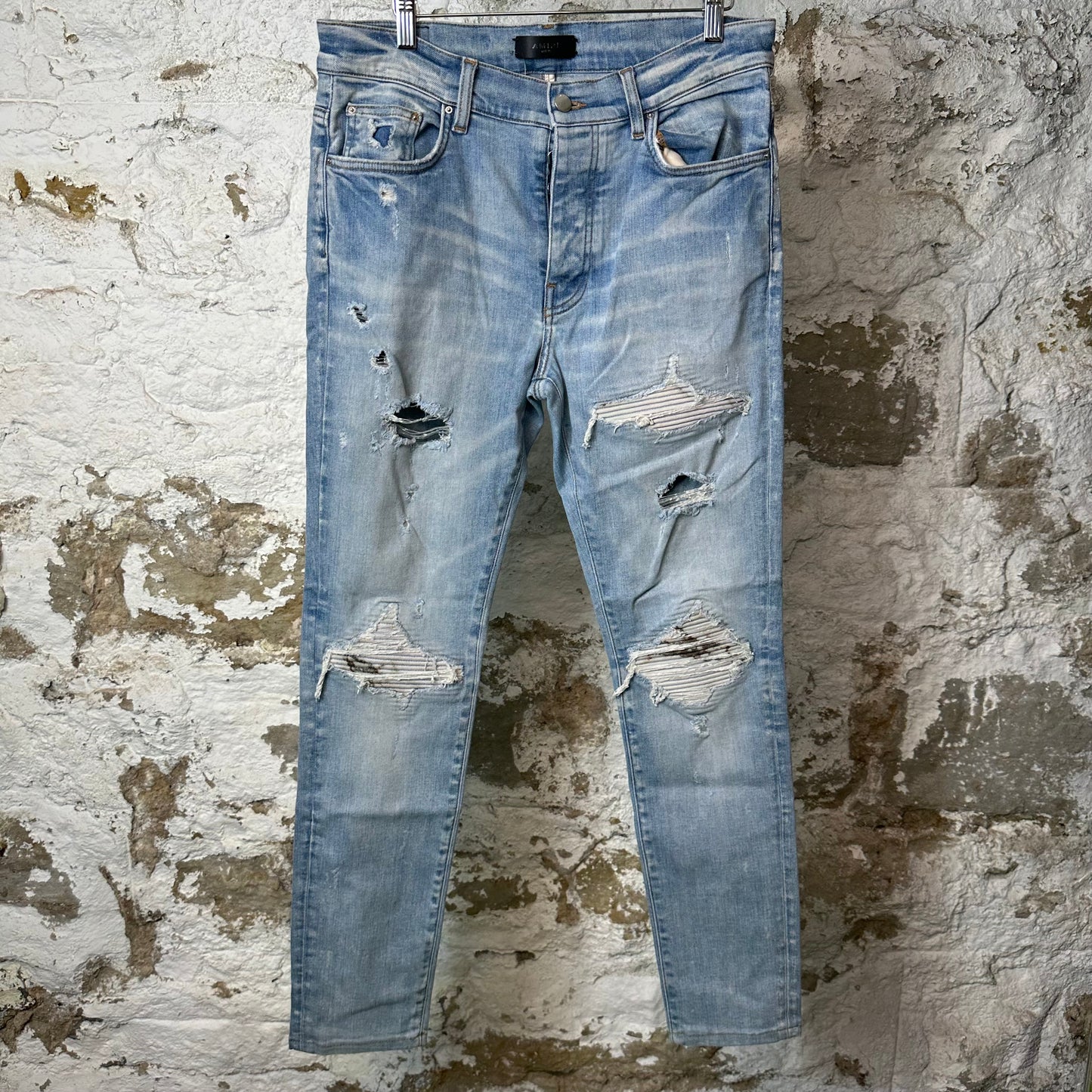 Amiri MX1 Marble Patch Blue Denim Jeans Sz 32
