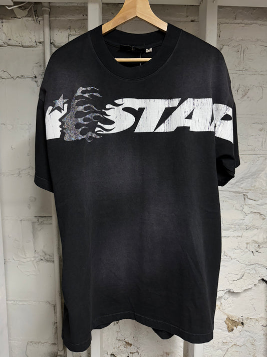 Hellstar Glitter Logo Black T-Shirt Sz S