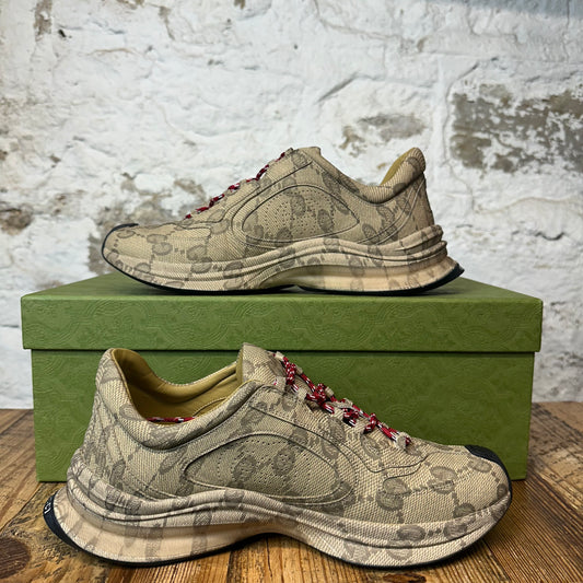 Gucci Run Beige Ebony Monogram Sneaker Sz 9.5