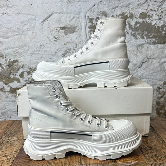 Alexander Mcqueen Spellout Tread High Boot White Sz 8 (41)