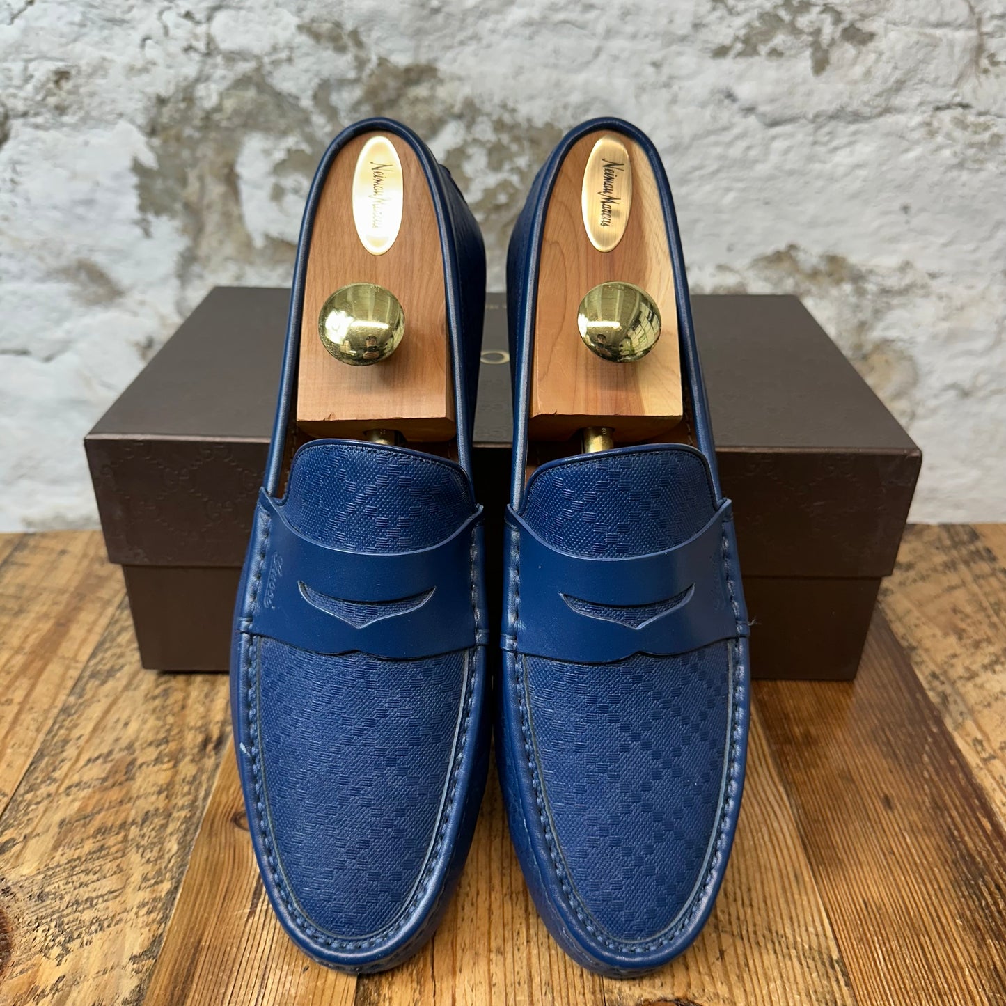 Gucci Blue Leather Slip On Loafer Sz 10.5