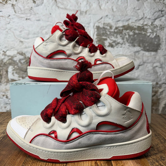 Lanvin Curb Red Lace Grey Sneaker Sz 13 (46)