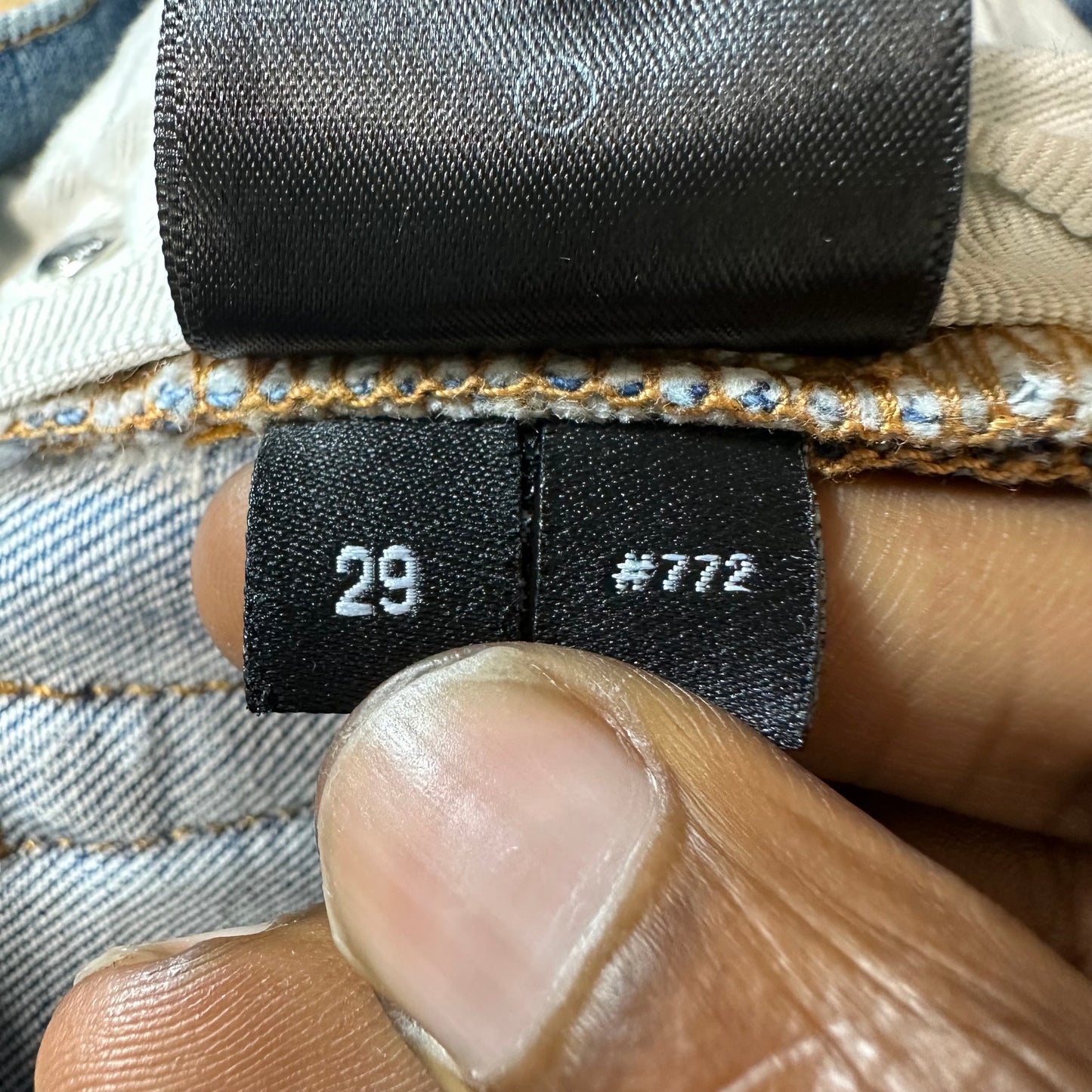 Amiri MX1 Camo Patch Blue Denim Jeans Sz 29