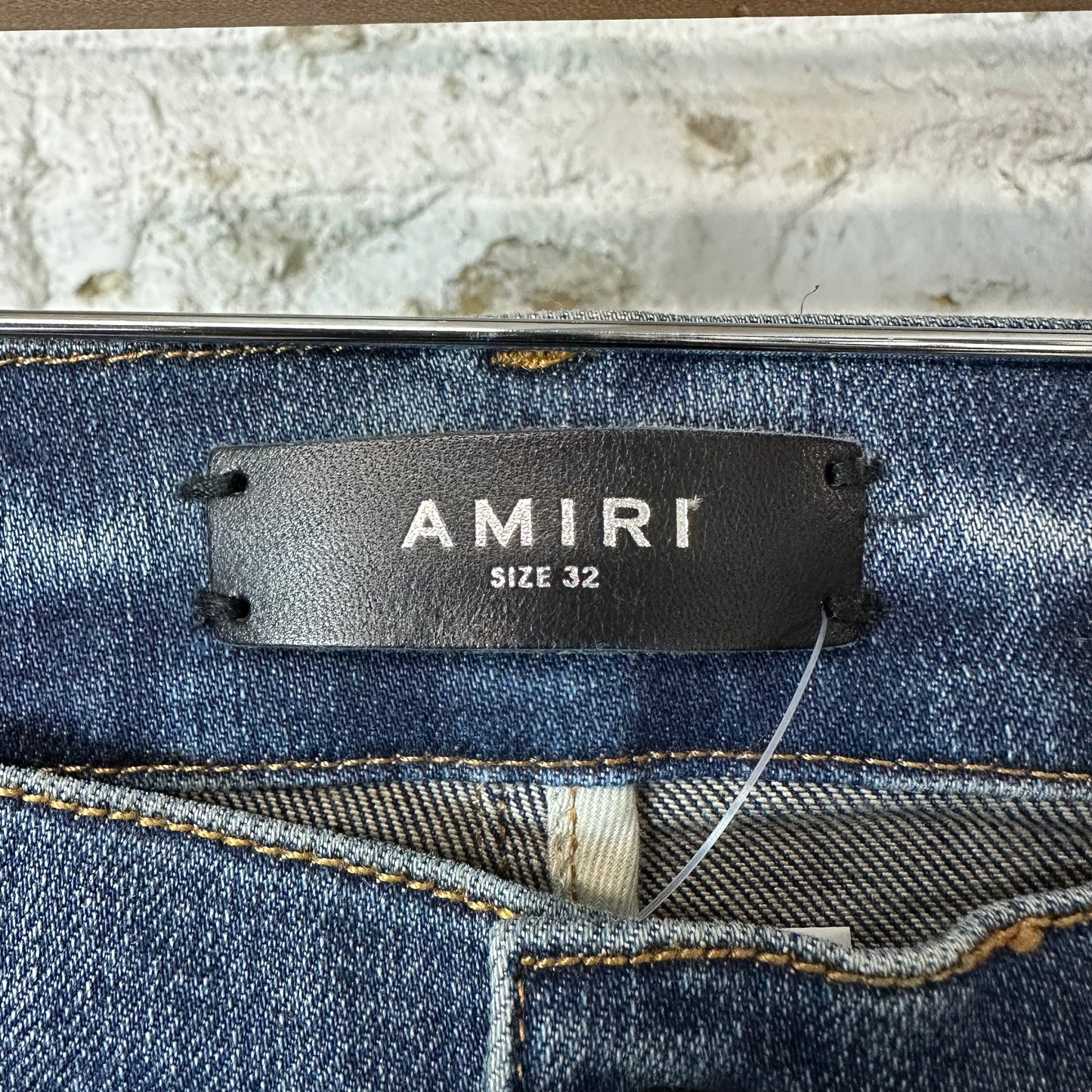 Amiri MX1 Maroon Suede Dark Blue Denim Jeans Sz 32