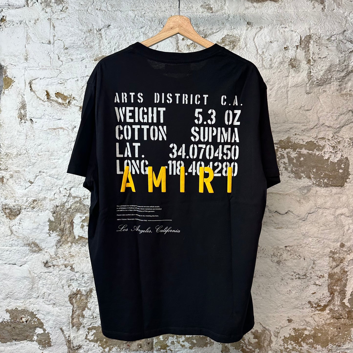 Amiri Yellow AM T-shirt Black Sz XL