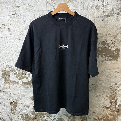 Balenciaga Embroidered Logo T-shirt Black Sz M