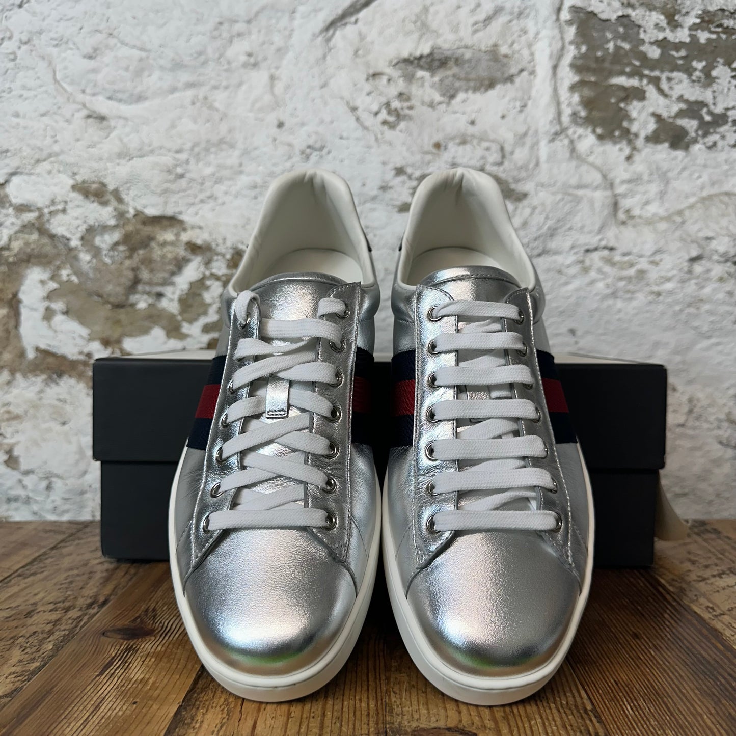 Gucci Stripe Silver Ace Sneaker Sz 10