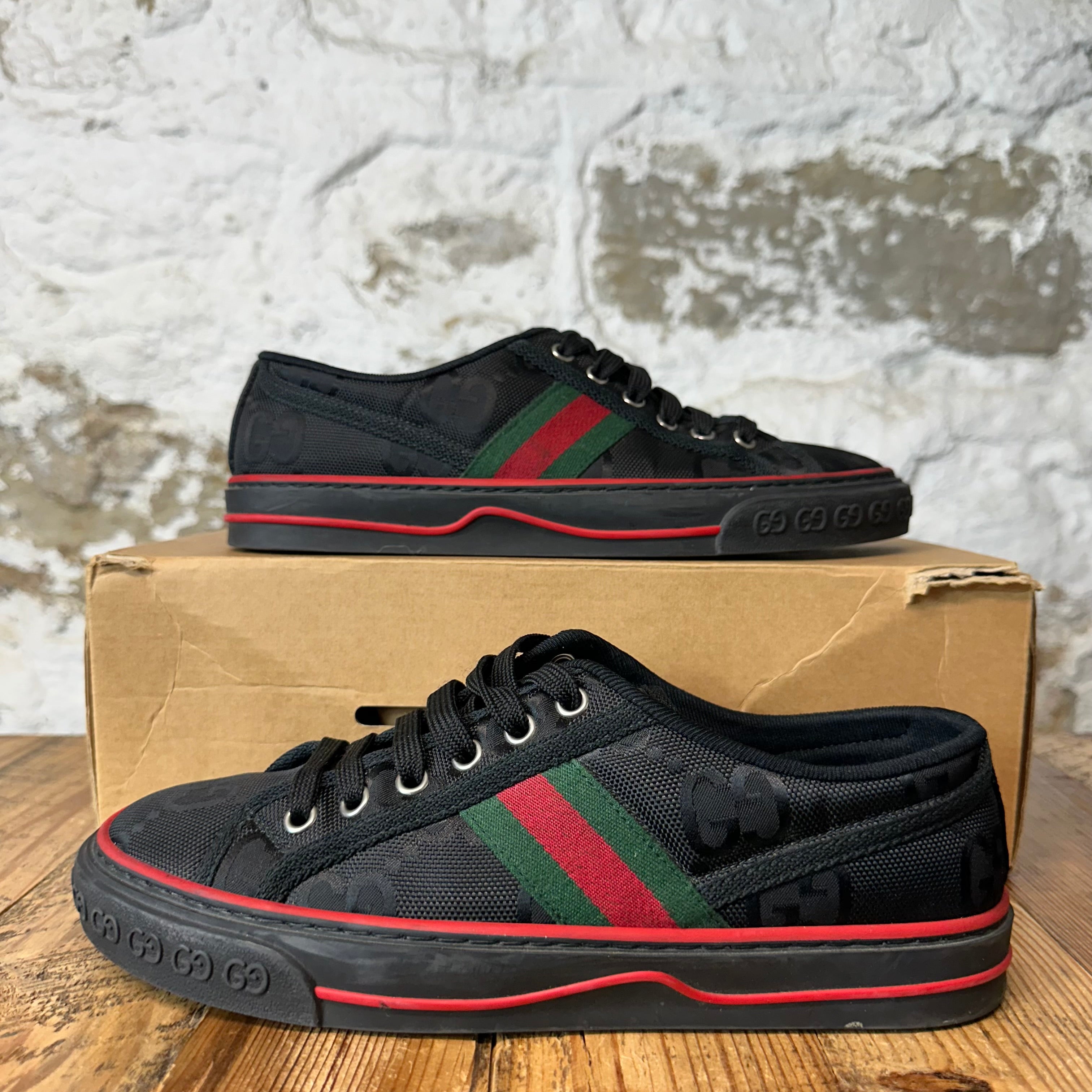 Gucci Tennis 1977 Black GG Monogram Sneaker Sz 6 (38.5)