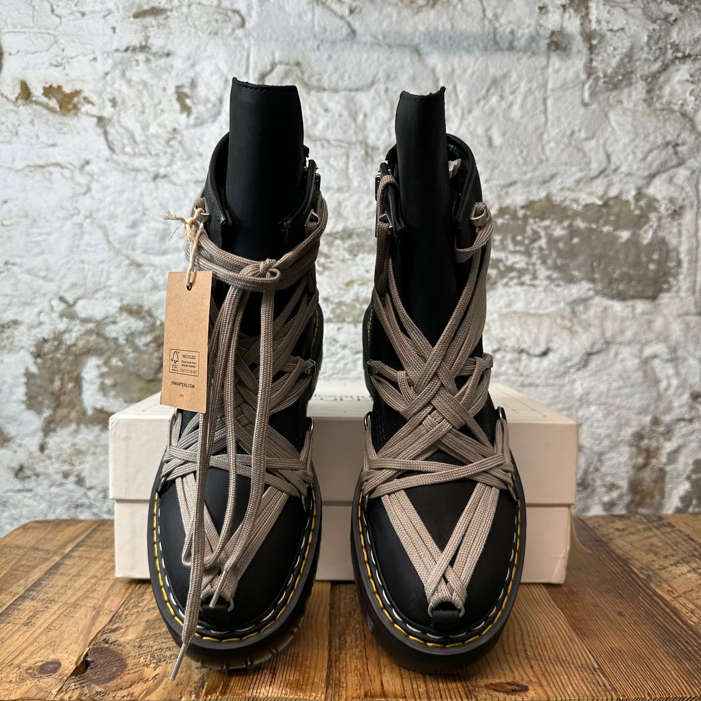 Rick Owens 1460 Quad Sole Megalace Boot Black Sz 9 DS