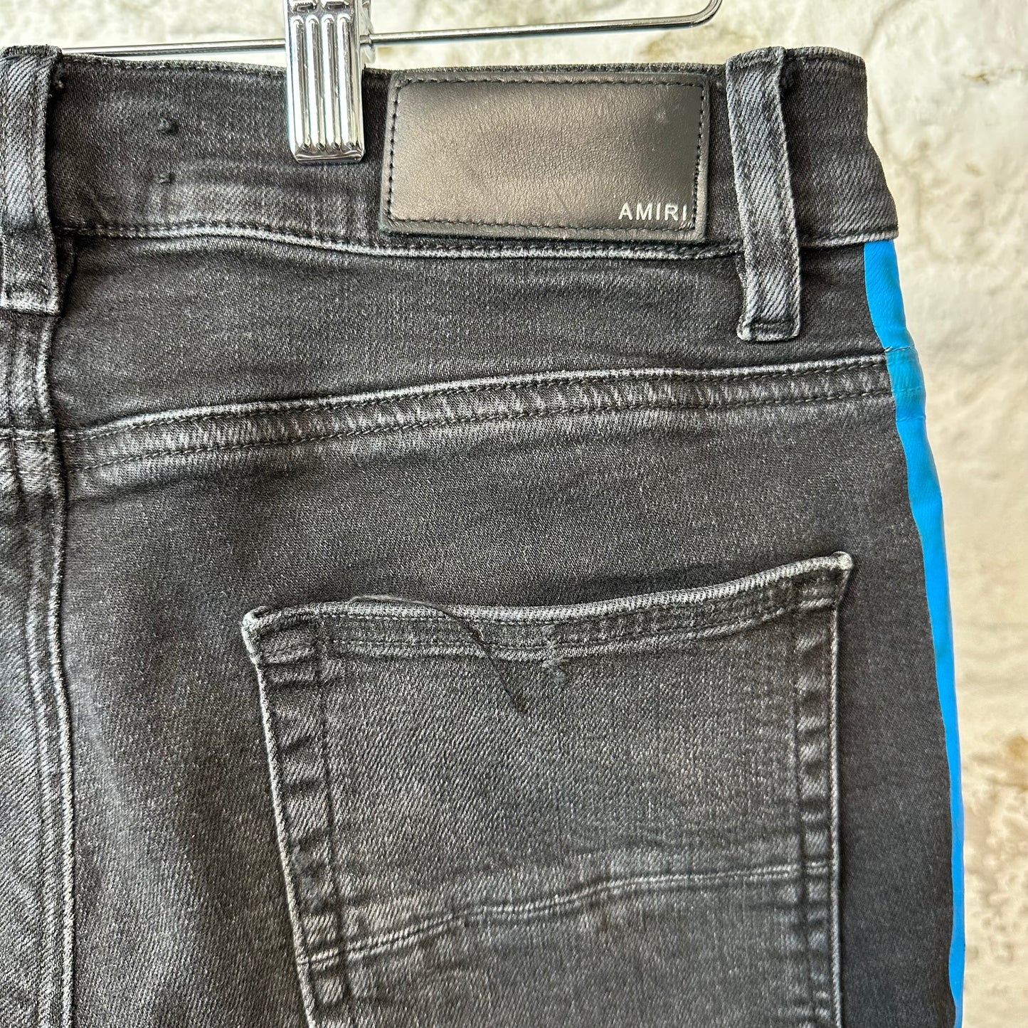 Amiri Blue Stripe Black Denim Jeans Sz 31