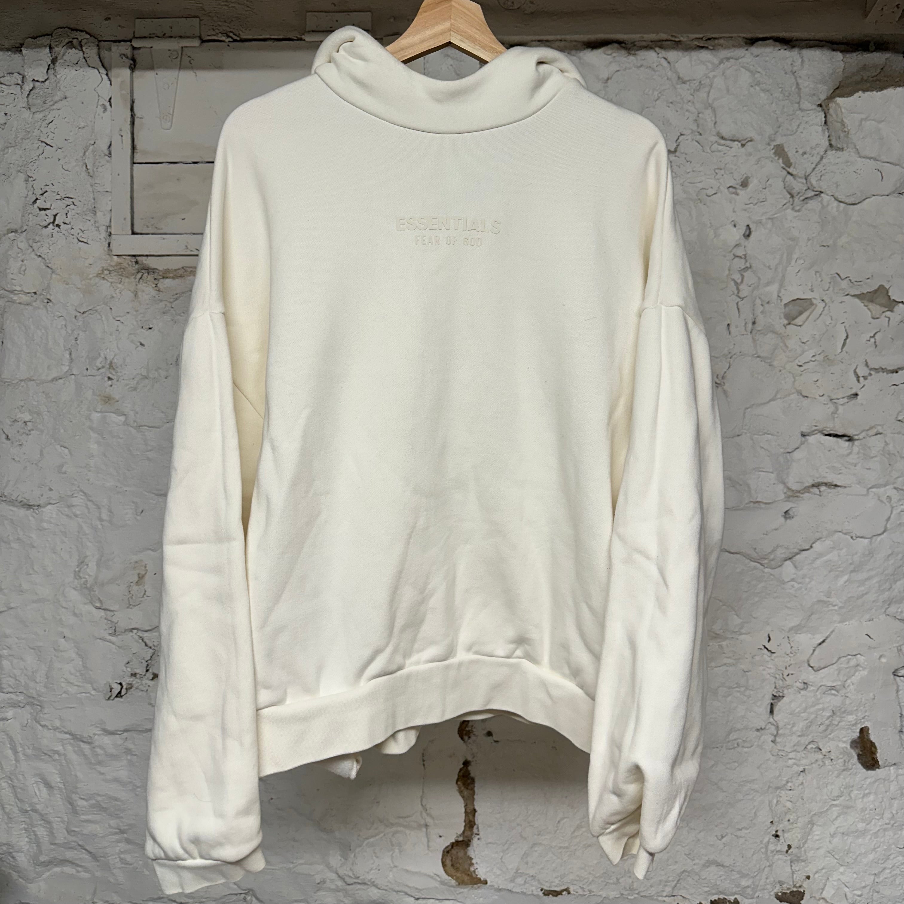 FOG Essentials Chest Logo White Hoodie Sz S