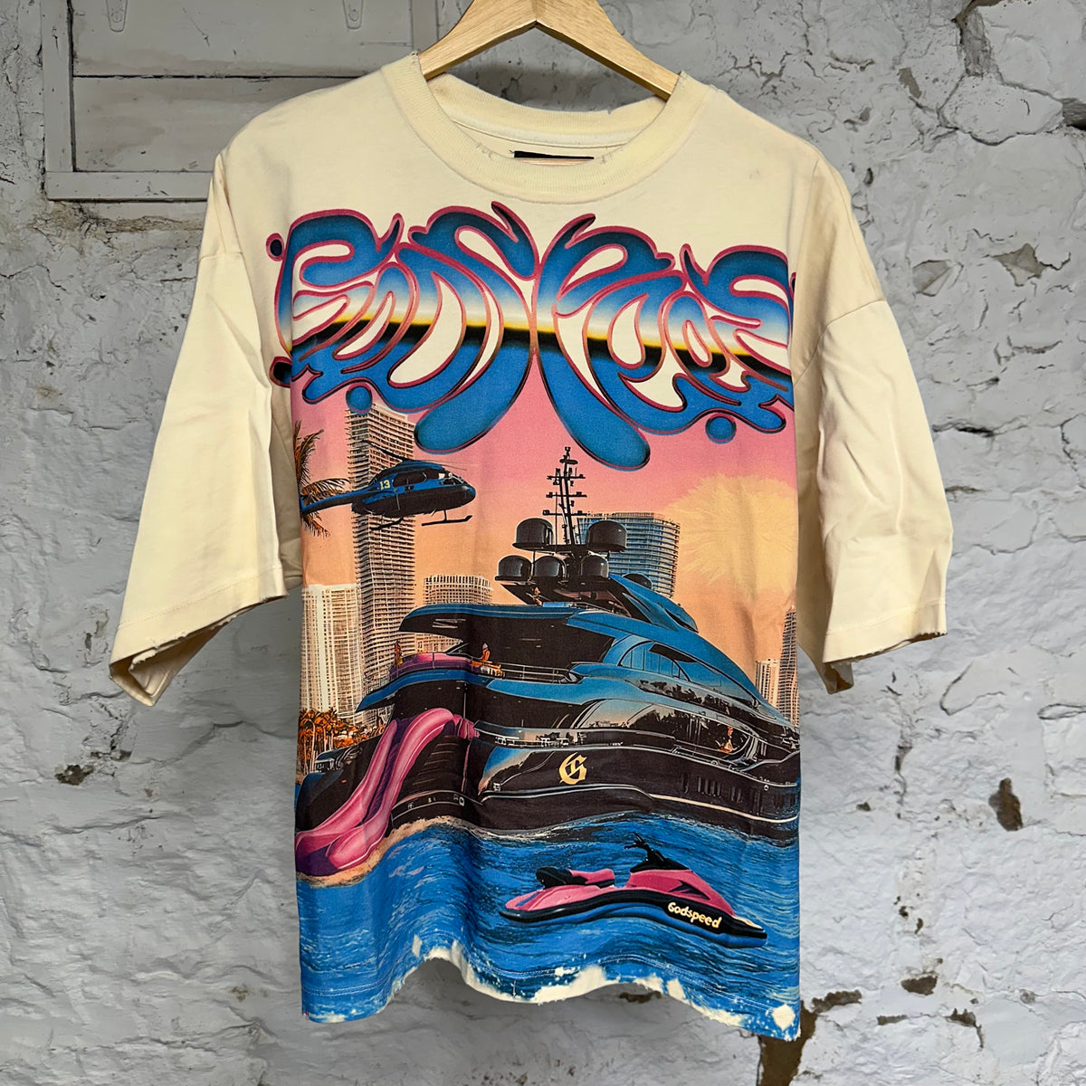 Godspeed Miami Yatch T-Shirt Cream Sz L
