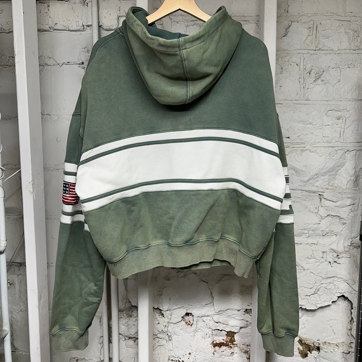 Vale Cursive Green Zip Up Hoodie Sz M