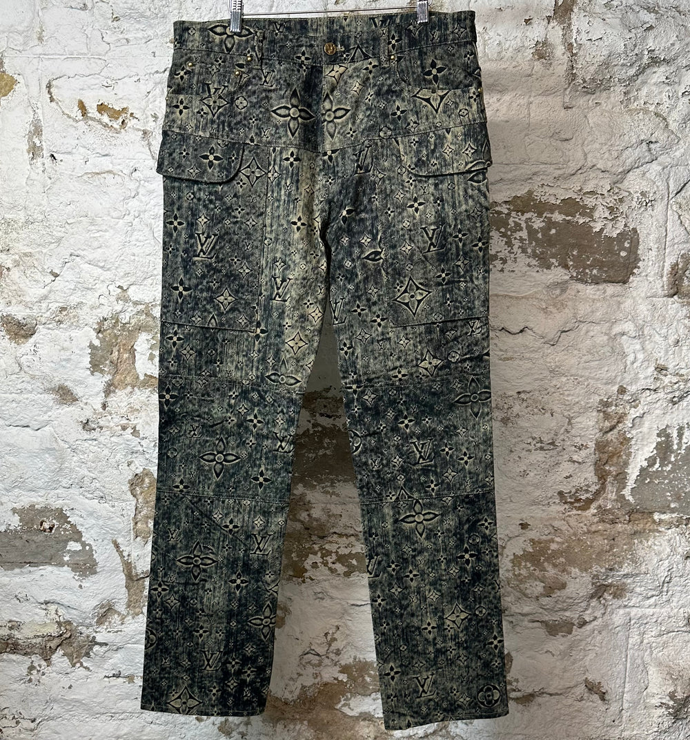 Louis Vuitton Dark Blue Monogram Cargo Denim Pants Sz 32