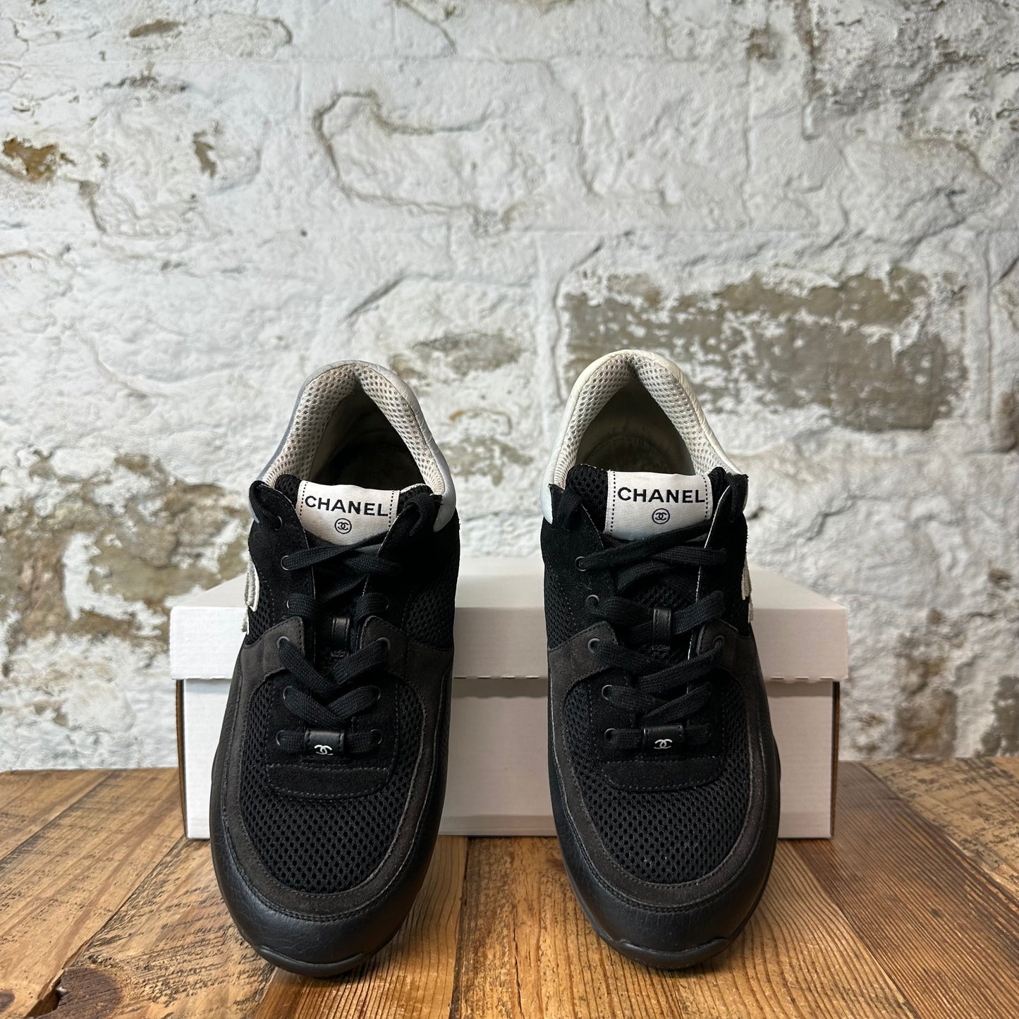 Chanel CC Black Triple Black Trainer Sneaker Sz 8.5 (41.5)