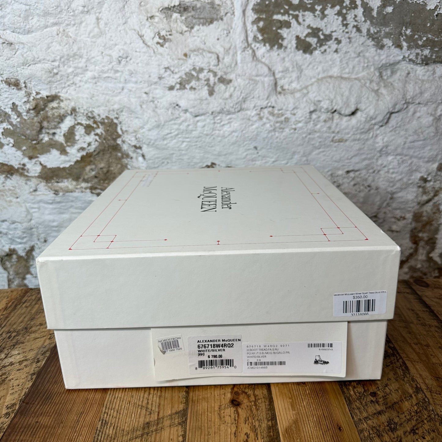 Alexander Mcqueen Silver Spell Tread Boot White Sz 6.5 (39) DS