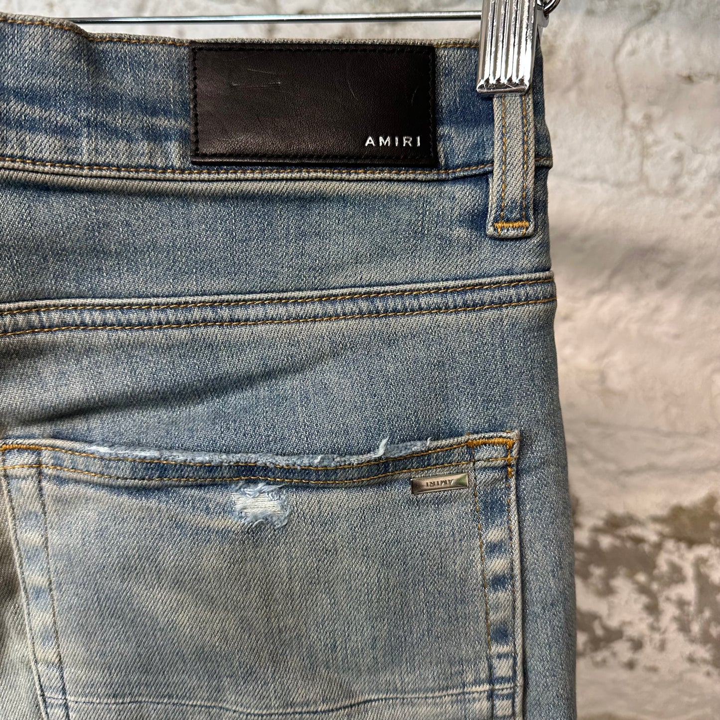 Amiri MX1 Black Paisley Blue Denim Jeans Sz 34