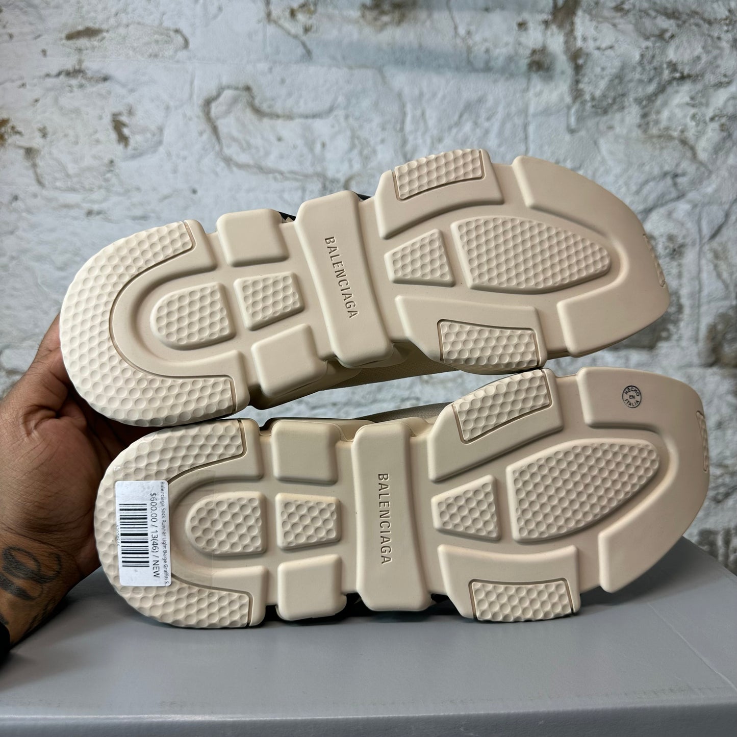 Balenciaga Sock Runner Light Beige Graffiti Sneaker DS