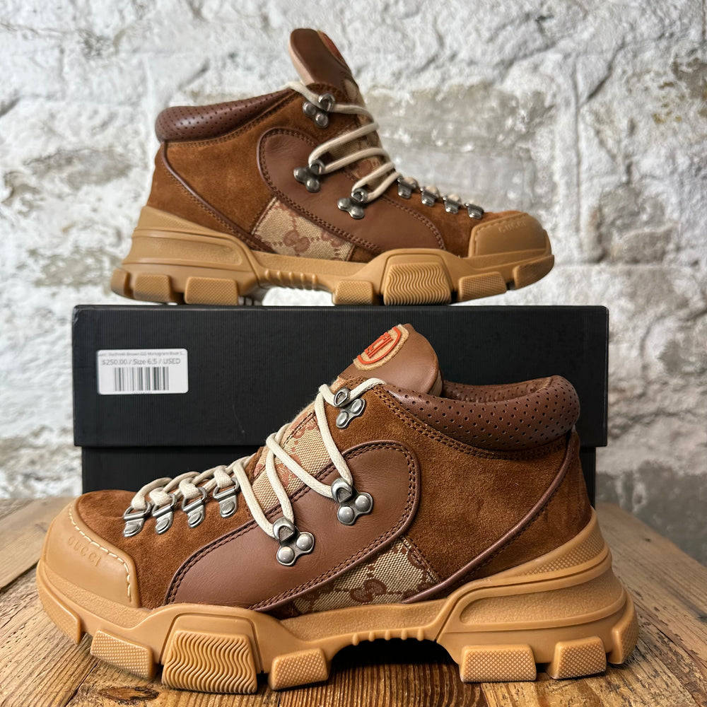 Gucci Flashtrek Brown GG Monogram Boot Sz 6.5