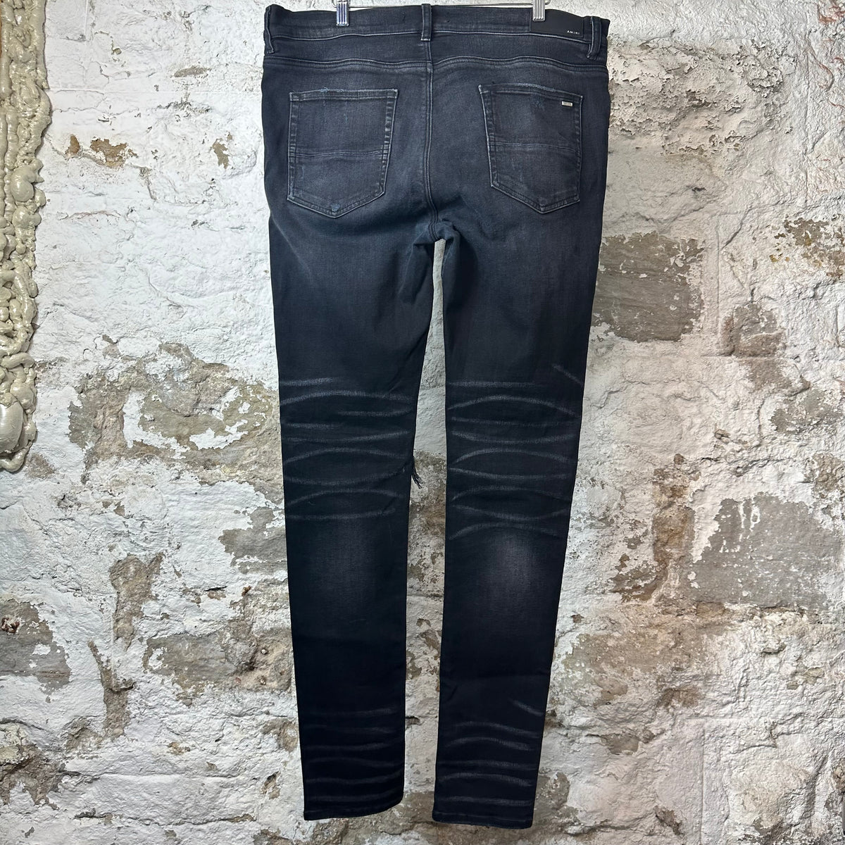 Amiri MX1 Crystal Patch Black Denim Jeans Sz 38