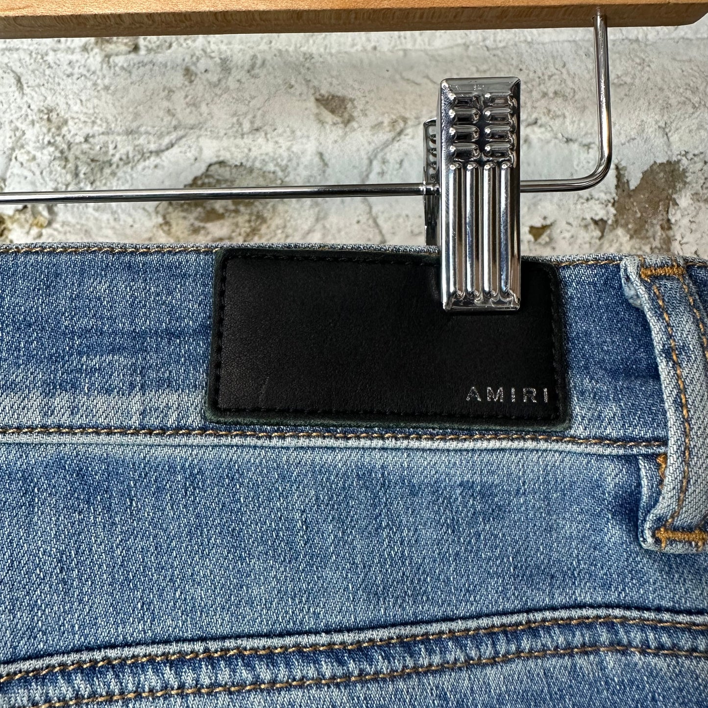 Amiri Distressed Side Spell Blue Denim Jeans Sz 31
