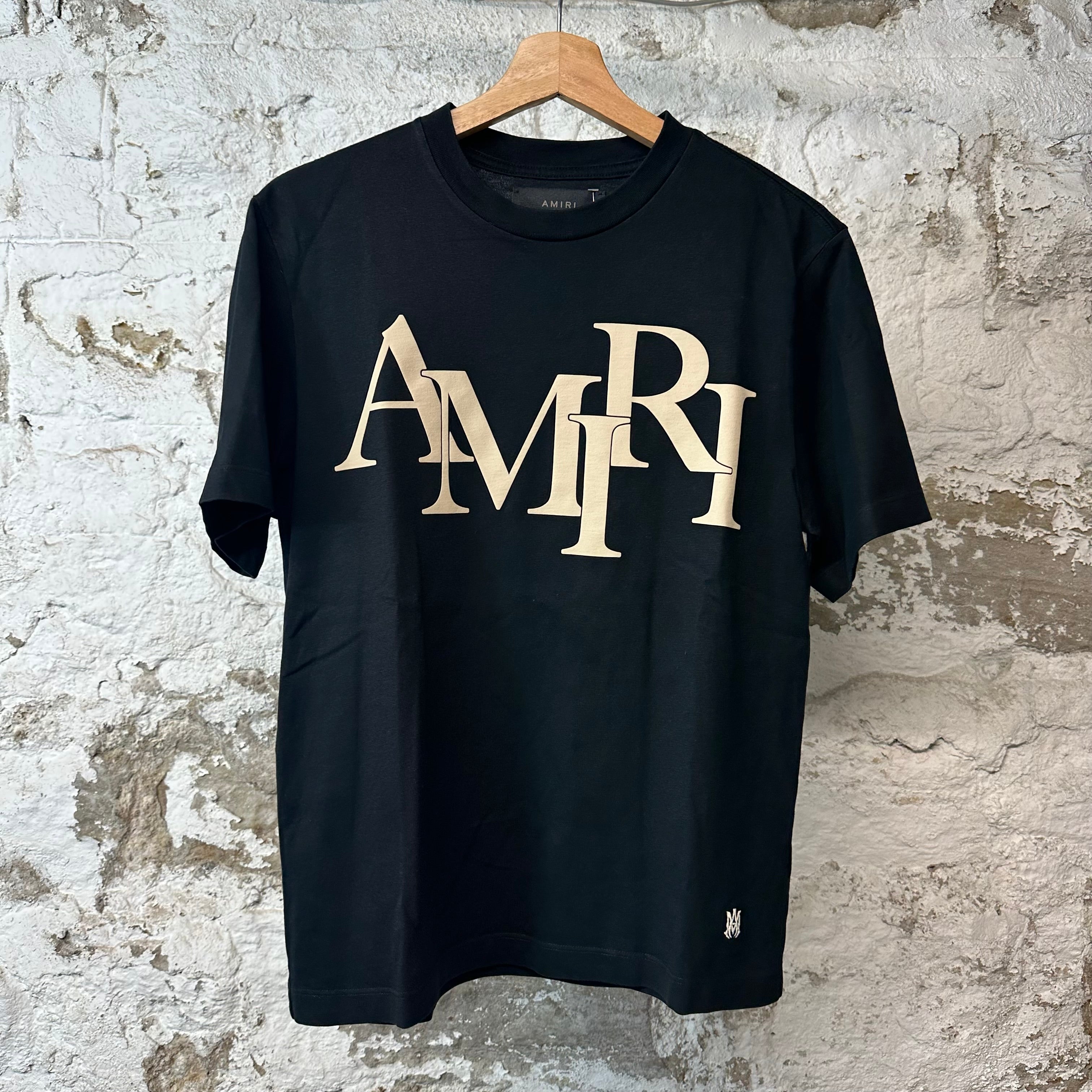 Amiri Cream Stagger Spell T-shirt Black Sz S