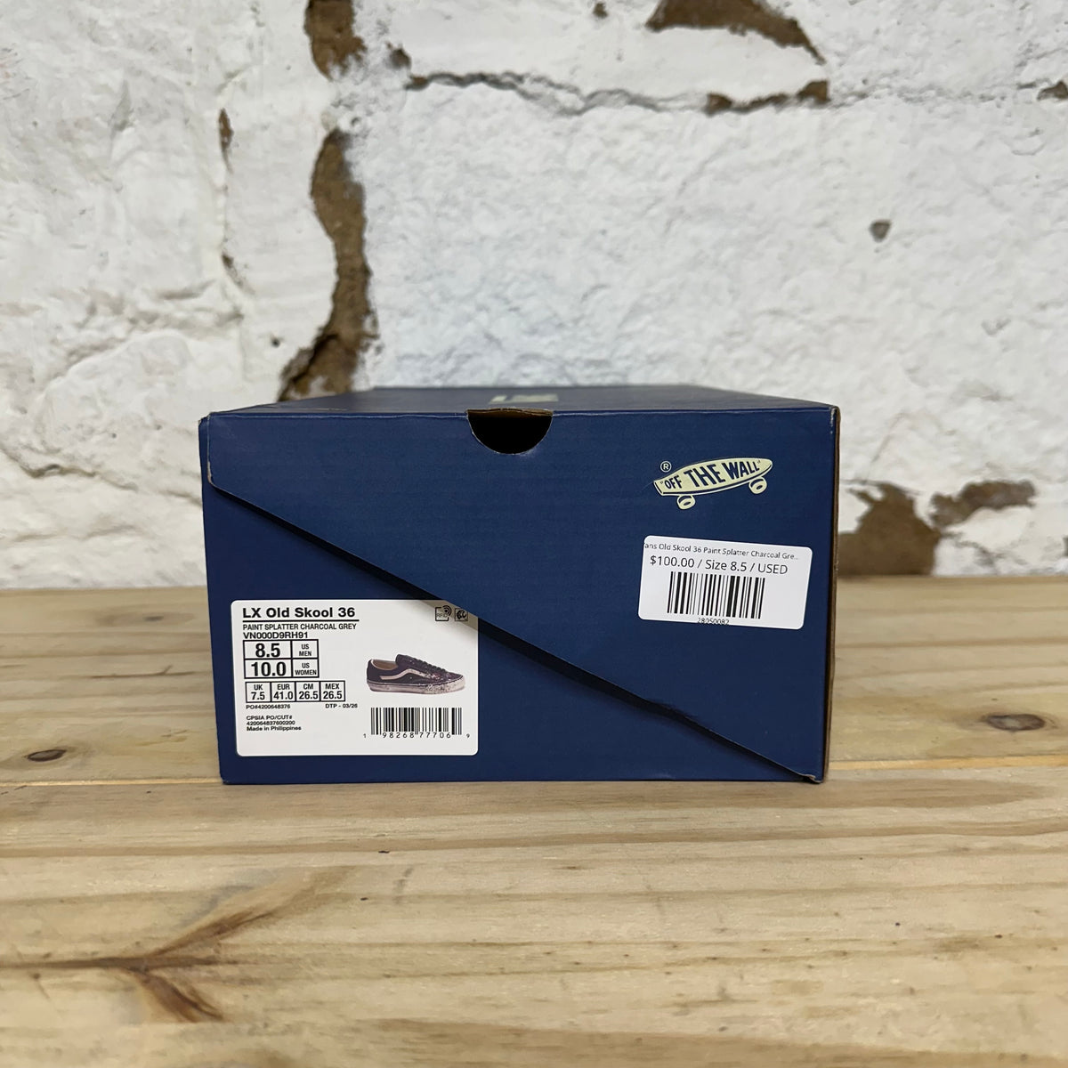 Vans Old Skool 36 Paint Splatter Charcoal Grey Sz 8.5