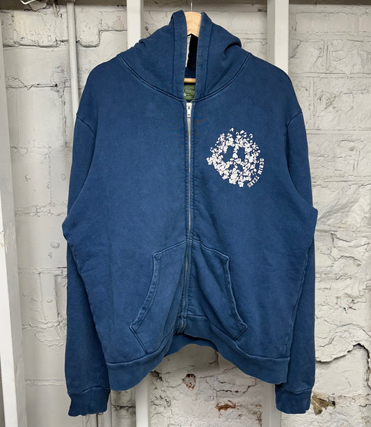 Denim Tears Wreath Blue Zip Up Hoodie Sz L