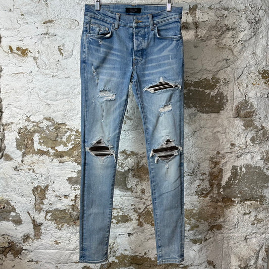 Amiri MX1 Brown Suede Blue Denim Jeans Sz 29