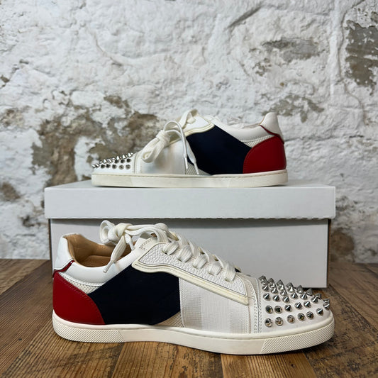 Christian Louboutin Navy Red White Spike Sneaker Sz 6 (38) No Box