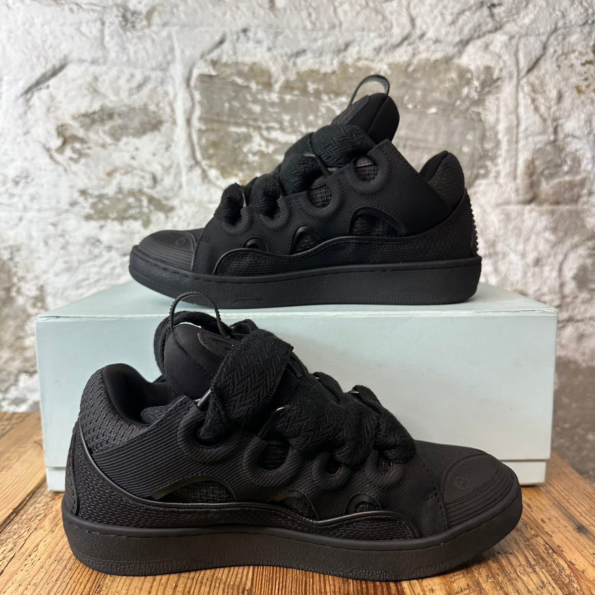 Lanvin Curb Triple Black Canvas Sneaker Sz 7 (40)