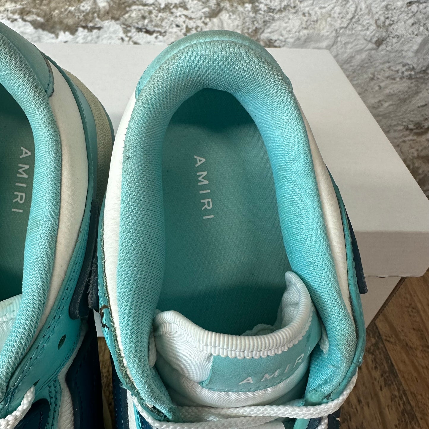 Amiri Blue Skeleton Teal White Low Sneaker Sz 6.5 (39) No Box