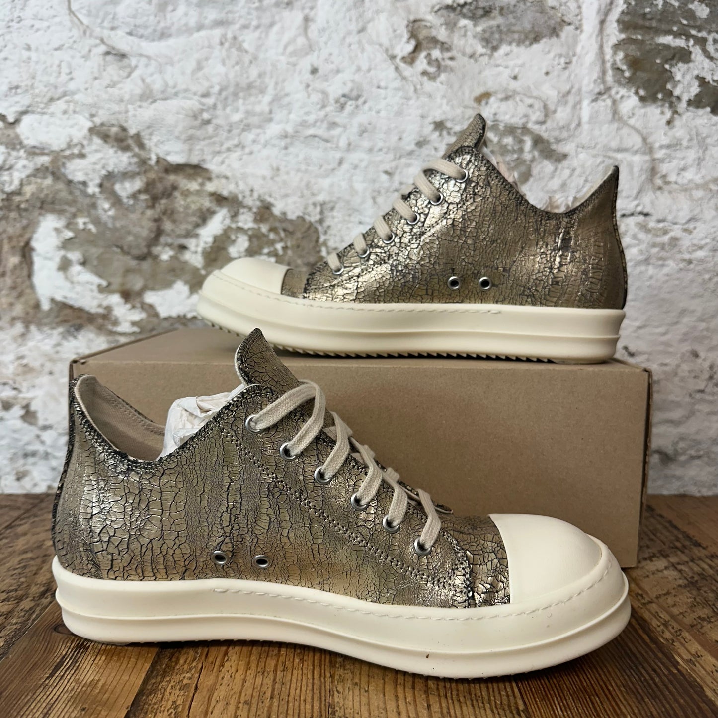 Rick Owens DRKSHDW Cracked Gold Milk Sneaker Sz 9 (42)