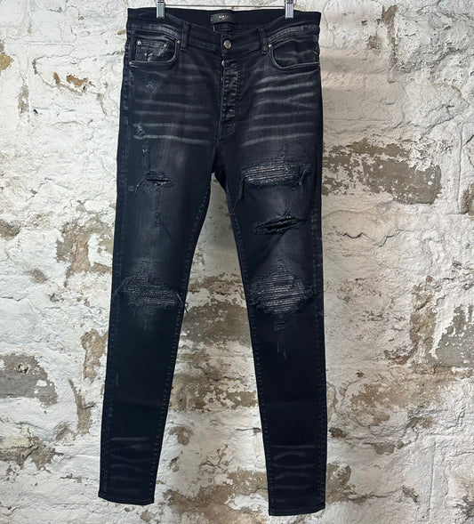Amiri MX1 Grey Paisley Black Denim Jeans Sz 34