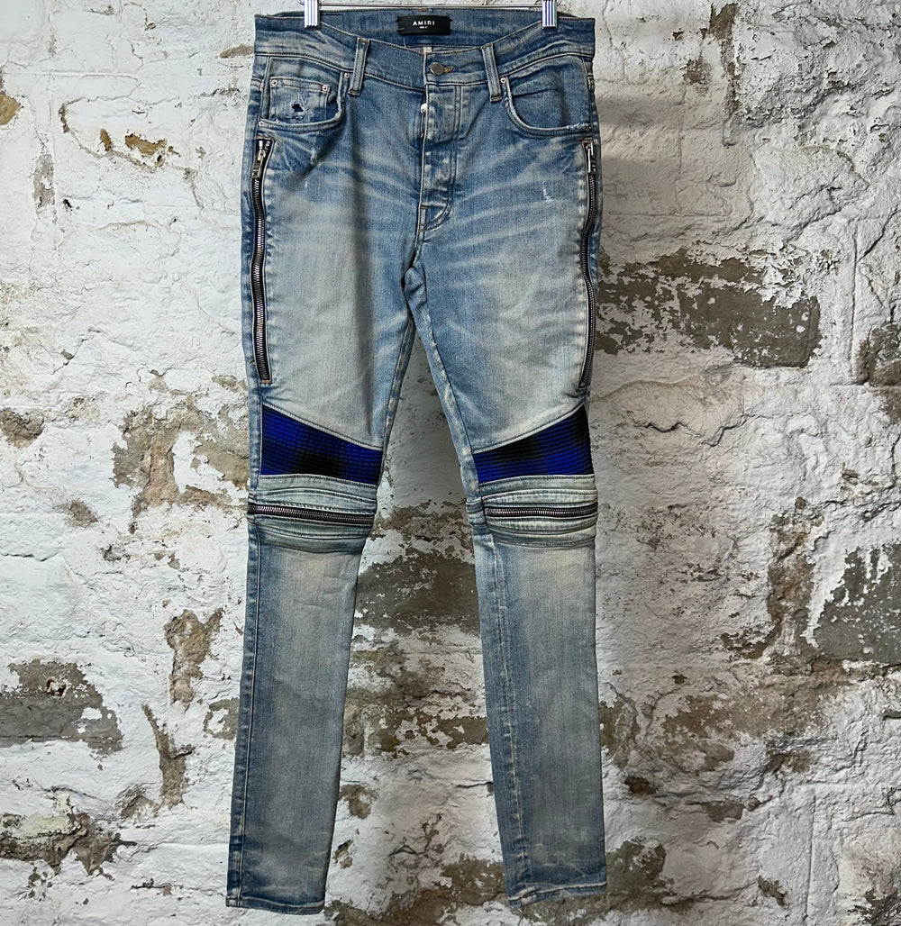 Amiri MX2 Blue Black Patch Blue Denim Jeans Sz 31