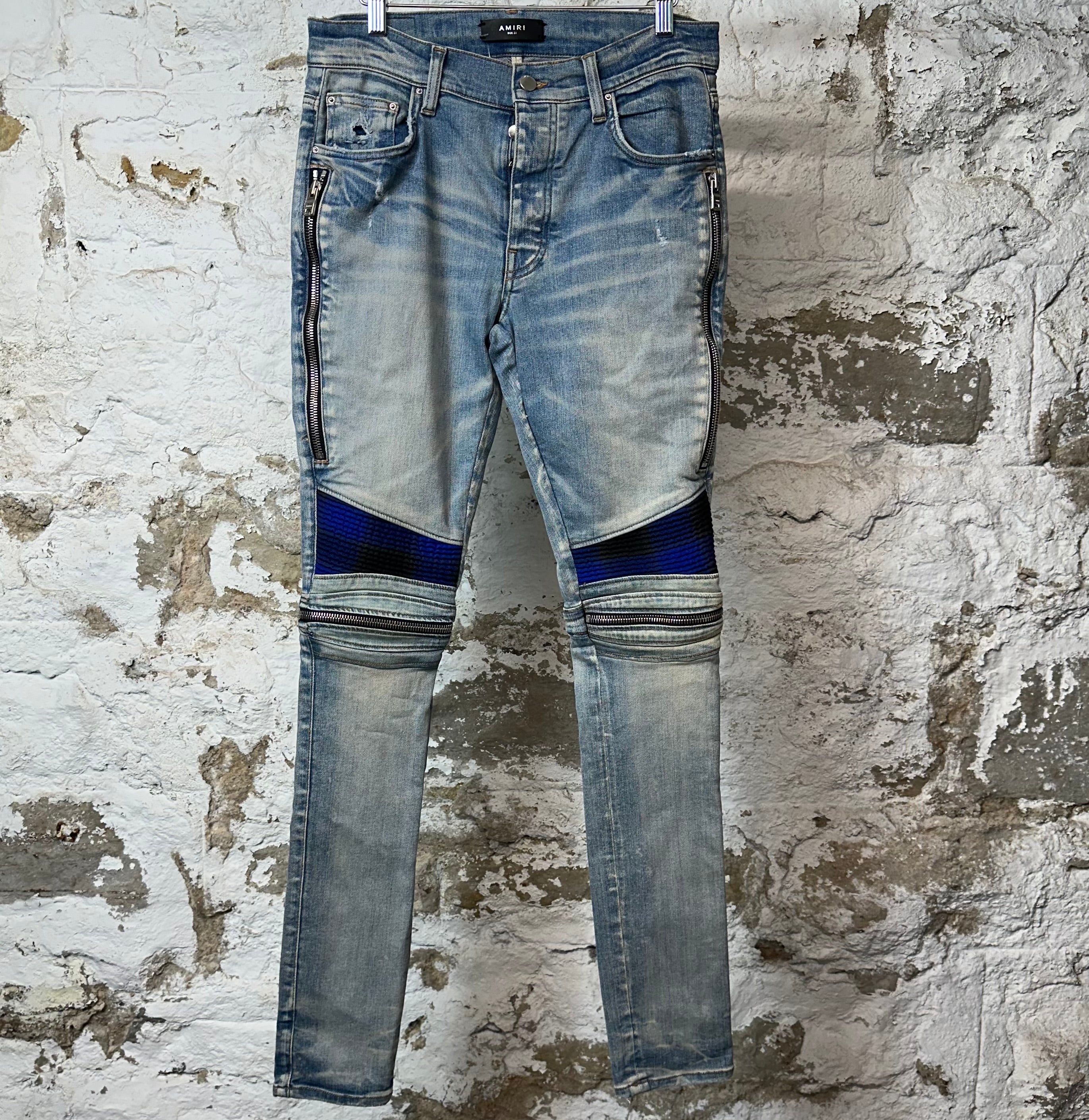 Amiri MX2 Blue Black Patch Blue Denim Jeans Sz 31