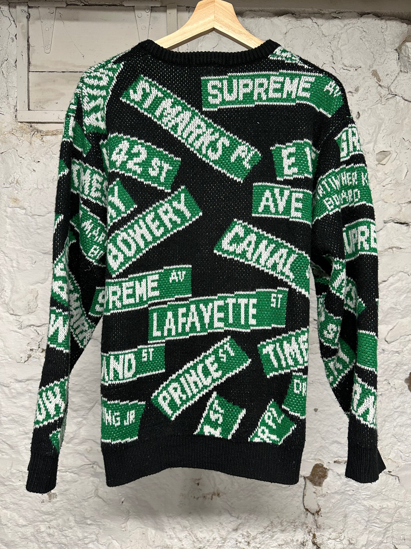 Supreme Street Signs Black Sweater Sz M