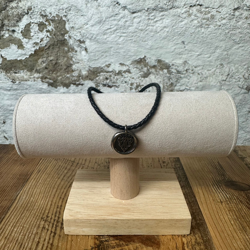 Gucci Black Braided Silver Pendant Necklace