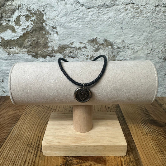 Gucci Black Braided Silver Pendant Necklace