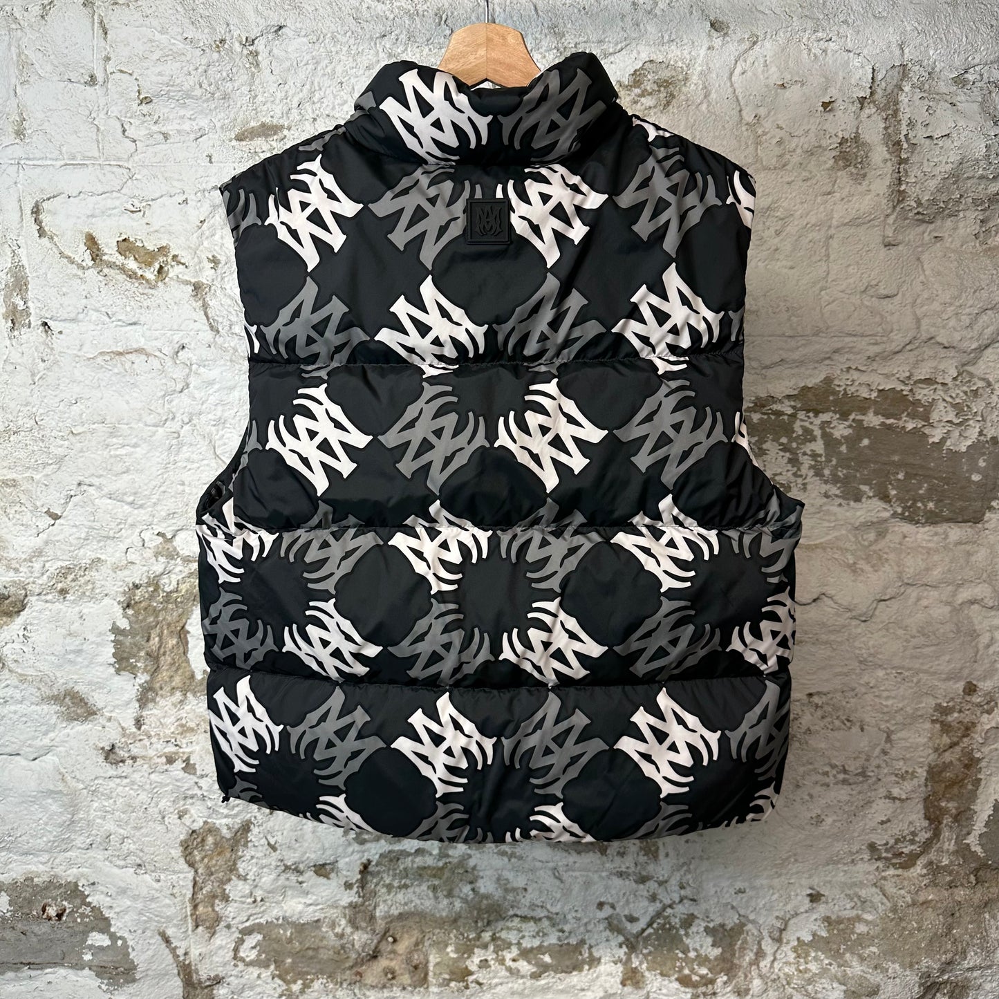 Amiri AM Spiral Print Puffer Vest Black Sz S
