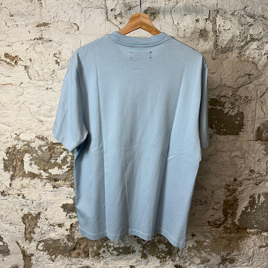 Amiri Blue Leather Stagger Spell T-shirt Sz M