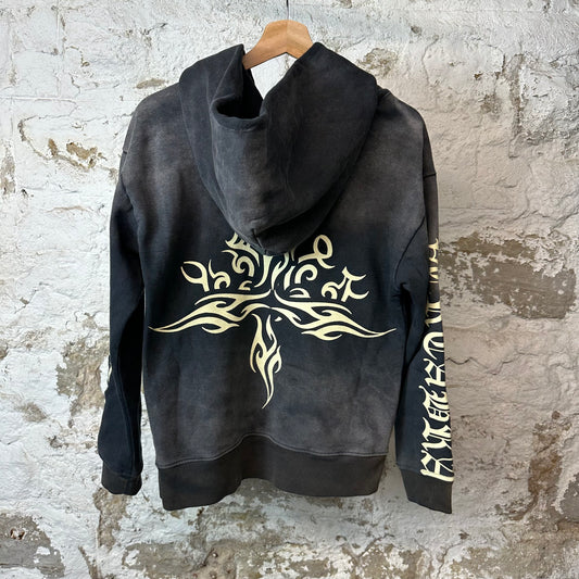 Vertabrae Tatoo Zip Up Hoodie Black Sz M (S)