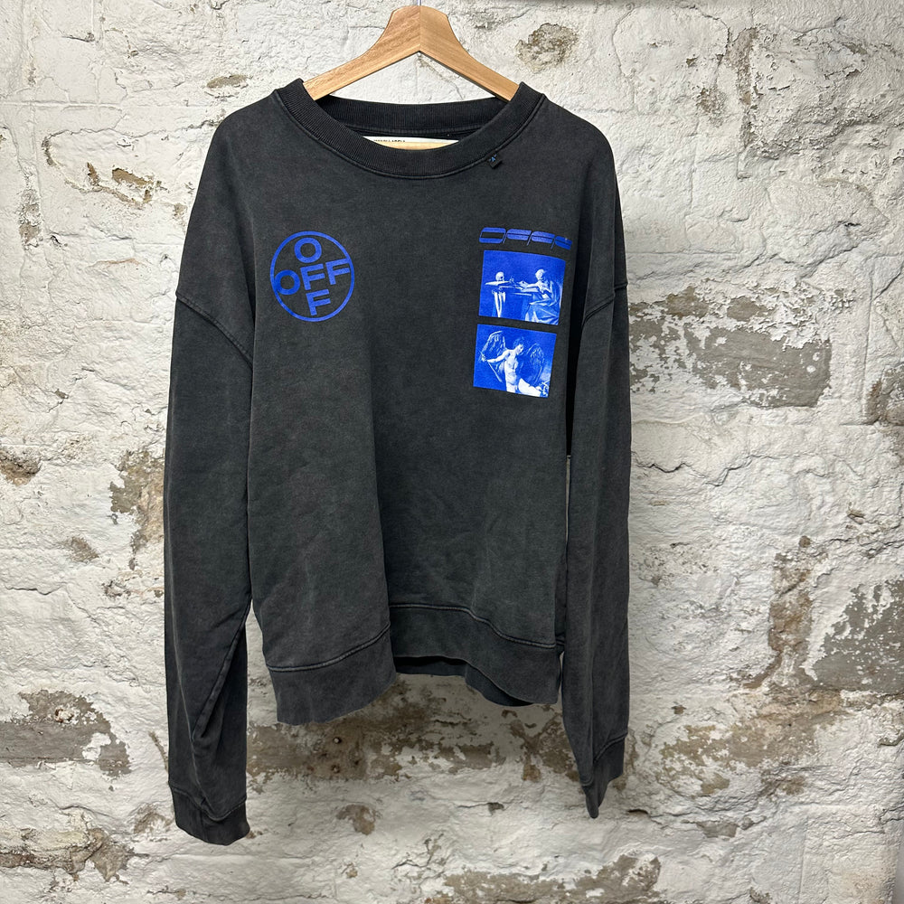 Off-White Black Blue Caravaggio Crewneck Sz XL