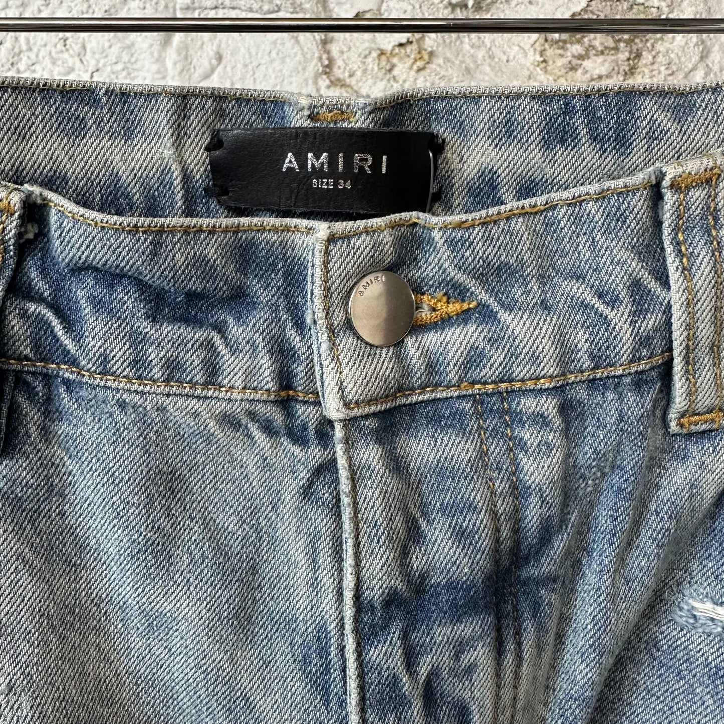 Amiri Repaired Distressed Blue Denim Jeans Sz 34