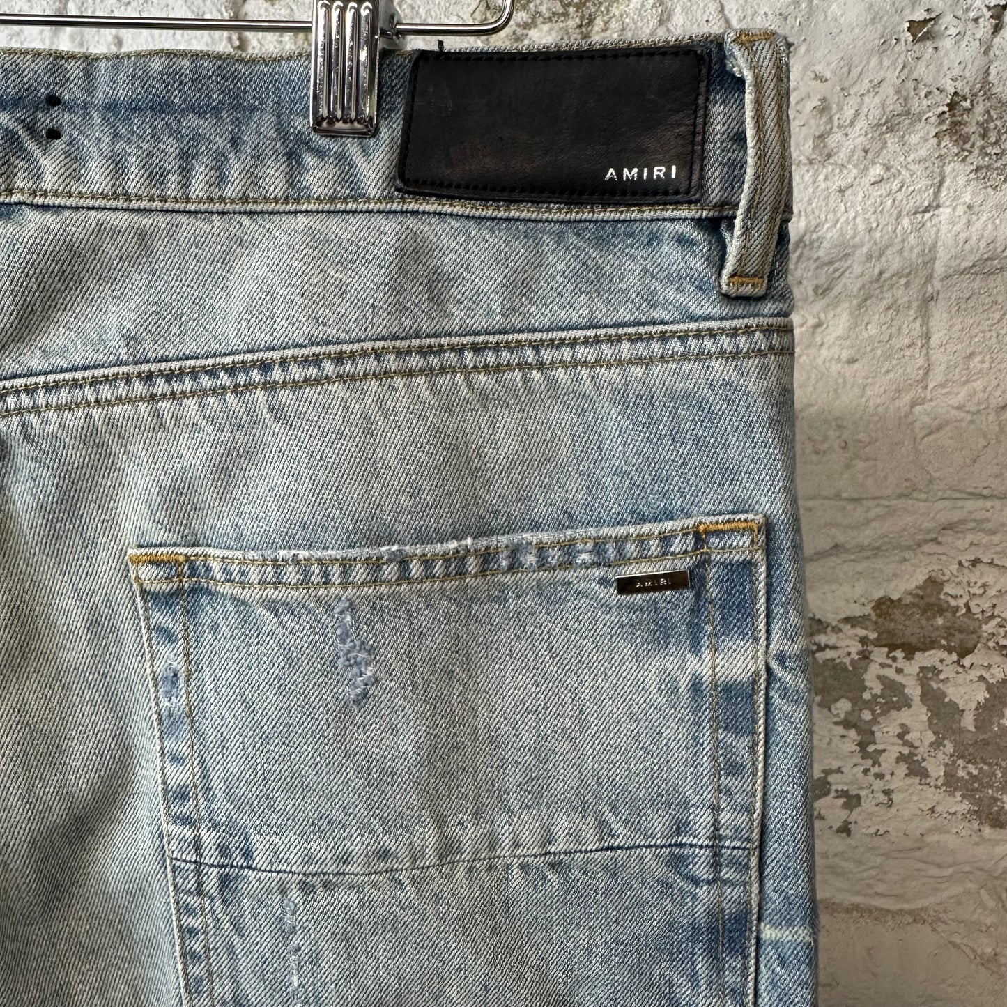 Amiri Repaired Distressed Blue Denim Jeans Sz 34