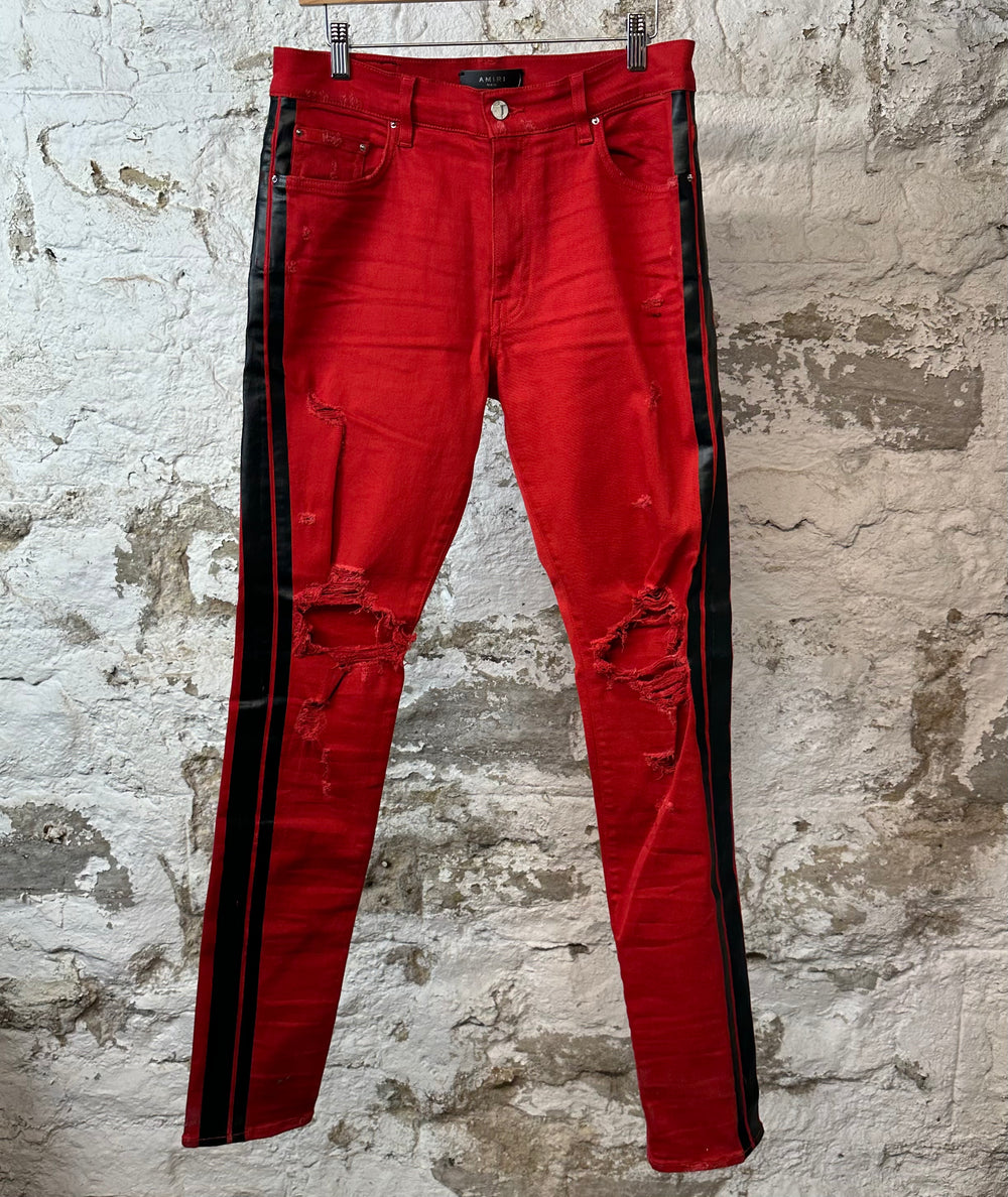 Amiri Black Stripe Red Jeans Sz 32